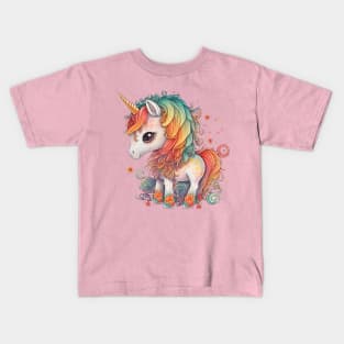 Enchanted Blossoms: A Floral Journey with the Rainbow-maned Unicorn Kids T-Shirt